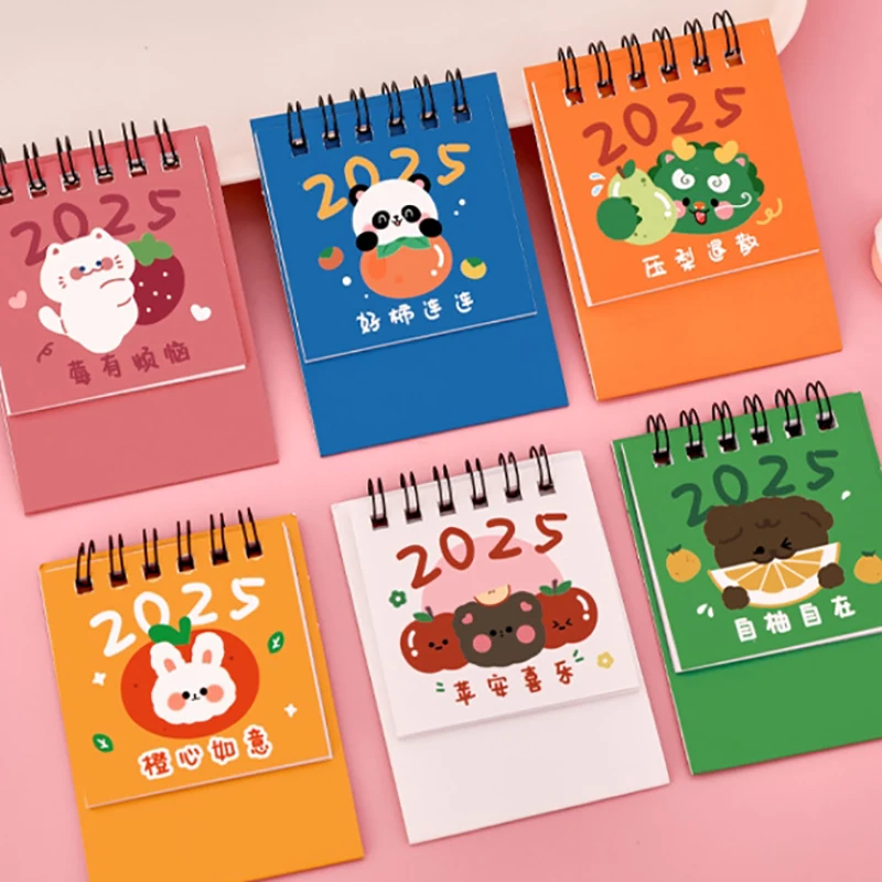 2025 Mini Catton Small Desk Calendar Pocket calendario portatile Punch Plan decorazione del Desktop