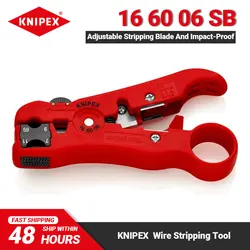 KNIPEX 16 60 06 SB Stripping Tool 5-inch Universal Adjustable Blade Wire Stripping Tool for Coax and Data Cable Easy Operation