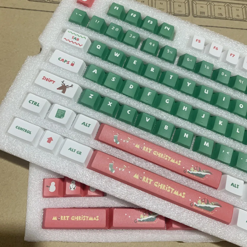 Geometry Cake Keycap Christmas Theme 140 Keys/Set Cherry Profile DYE Sublimation For GH60 GK61 64 68 75 84 87 96 980 104 108