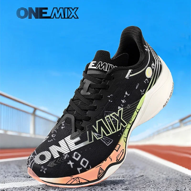 ONEMIX Genuine Nylon Carbon Board Men's Running Shoes Night Light Ultra Light Sports Shoes Outdoor Women's Marathon Sports Shoes