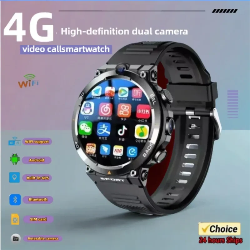 

4Gsmartwatch для мужчин и женщин, деловые Wi-Fi, GPS, водонепроницаемые, 8 ГБ + 128 ГБ, память, Bluetooth-часы, видео, совместимые с Androidios Call Bip