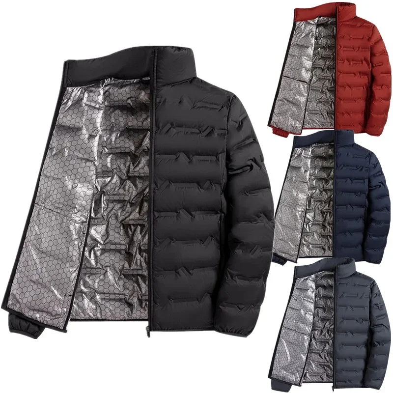 

Графеновый самонагревающийся пуховик мужские однотонные ветрозащитные плиссированные пуховики с воротником-стойкой классические теплые зимние куртки мужские