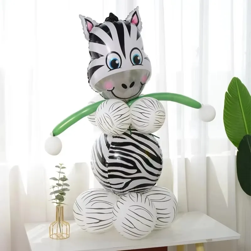 مجموعة بالونات Jungle Safari تحت عنوان مع أرقام حيوانات - بالونات هيليوم القرد والنمر للأطفال في غابة 0-9 سنوات