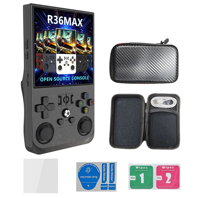 R36 Max Originele Console Handheld Game Spelers 4 inch IPS Scherm Open Source Console Retro Pocket Video Player 64G/128G Snel Schip
