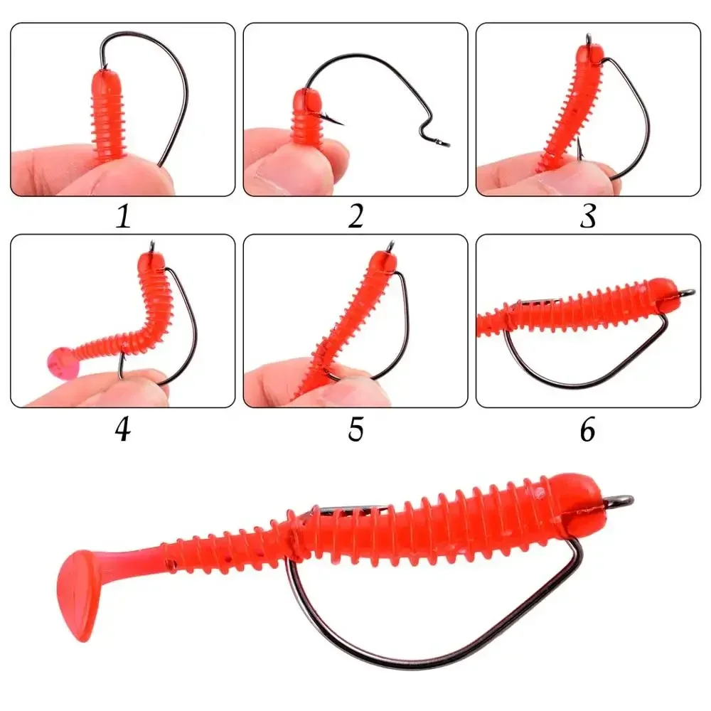 100Pcs/lot Wide Crank Fishing Hooks Carbon Steel Offset Fishhook Bass Barbed Carp Fishing Hook for Soft Worm Lure Set