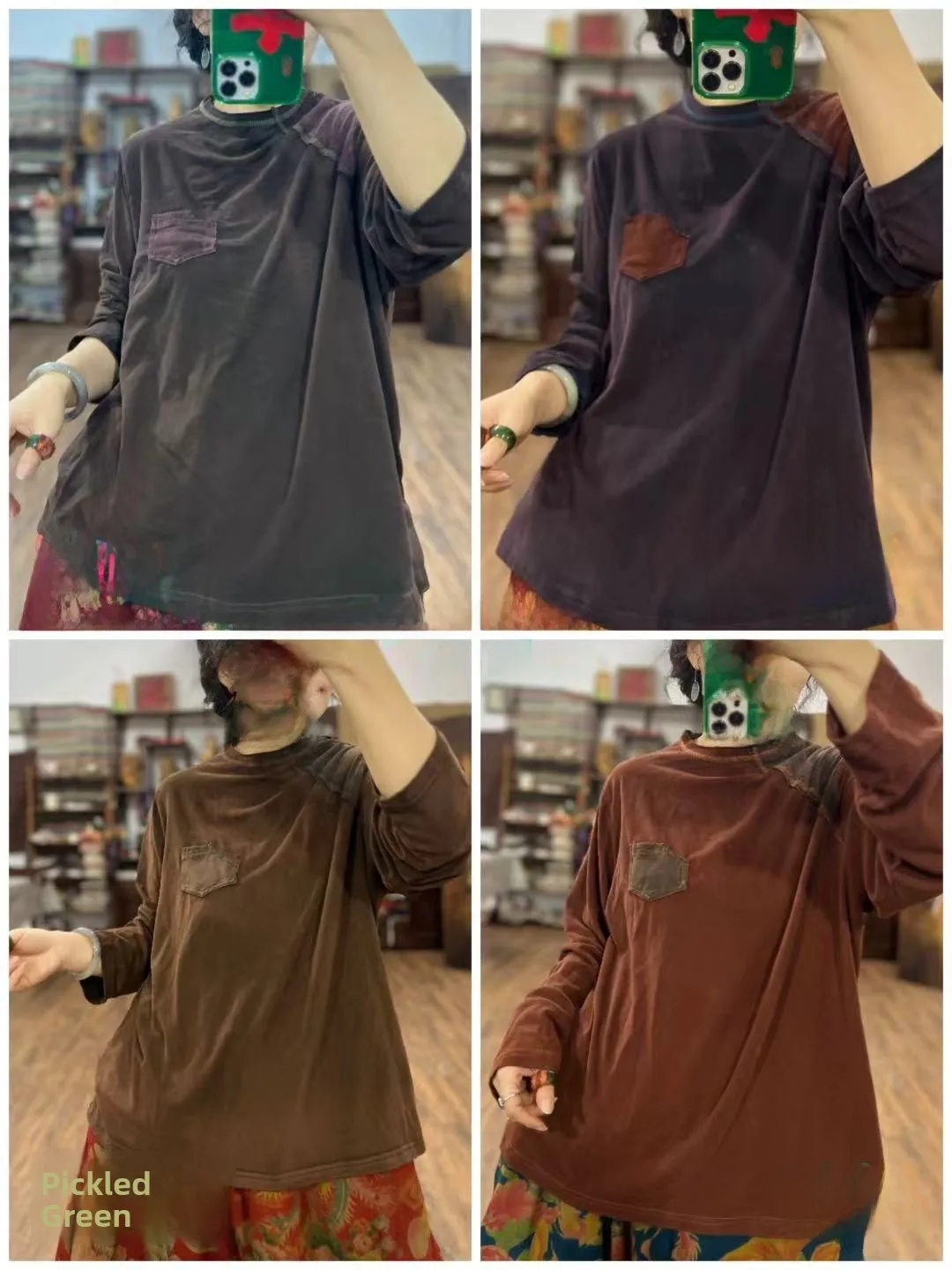 

Свободная женская футболка с длинным рукавом в стиле ретро, универсальная повседневная модель в китайском стиле, базовый слой, стройнящий эффект