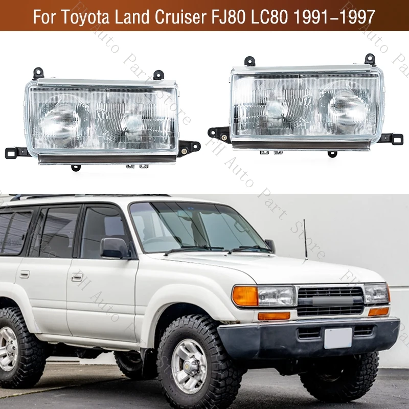 

Front Bumper Headlamp No Bulb For Toyota Land Cruiser FJ80 LC80 1991 1992 1993 1994 1995 1996 1997 Headlight