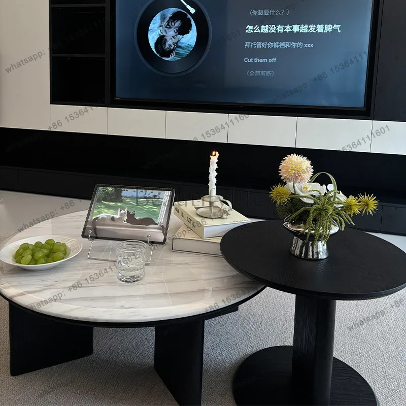 Italian minimalist marble coffee table modern light luxury high sense