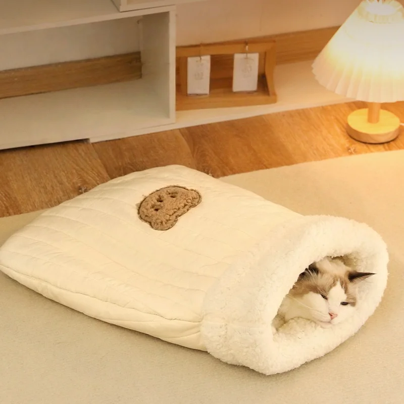 Cama Térmica para Gatos: Saco de Dormir Quente de Inverno com Almofada de Pelúcia - Saco de Dormir Fechado para Gatos, Hamsters e Pequenos Animais de Estimação ​