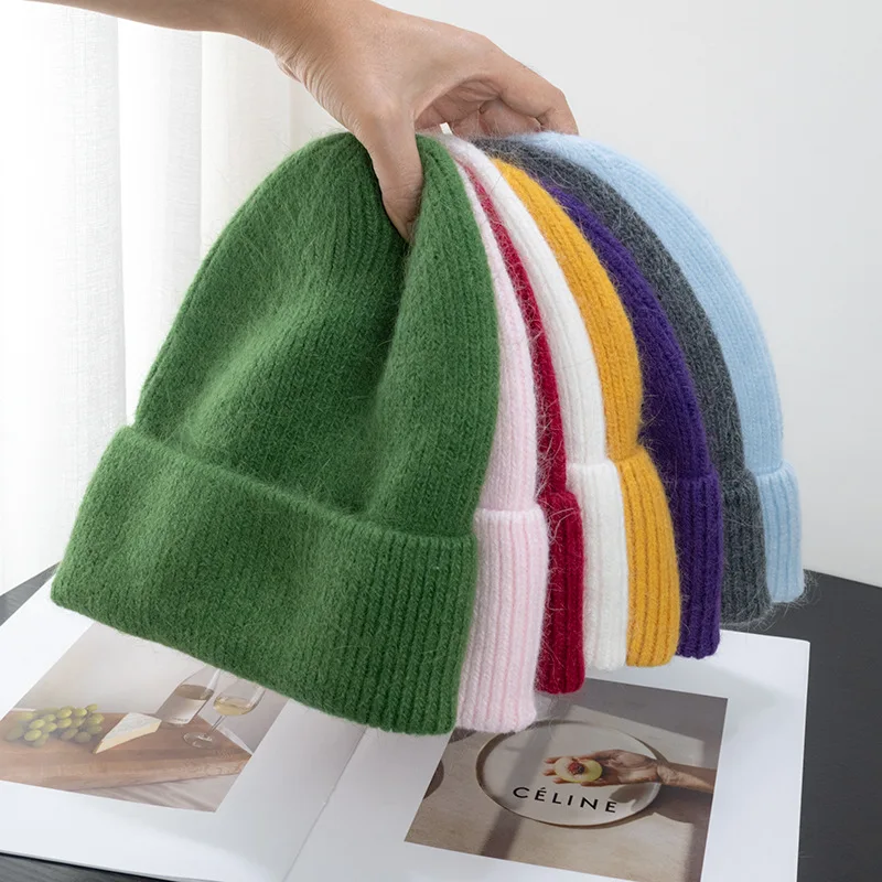 Nuovo inverno versione coreana colore della caramella pelliccia di coniglio moda semplice cappello Baotou cappello da donna in peluche lavorato a