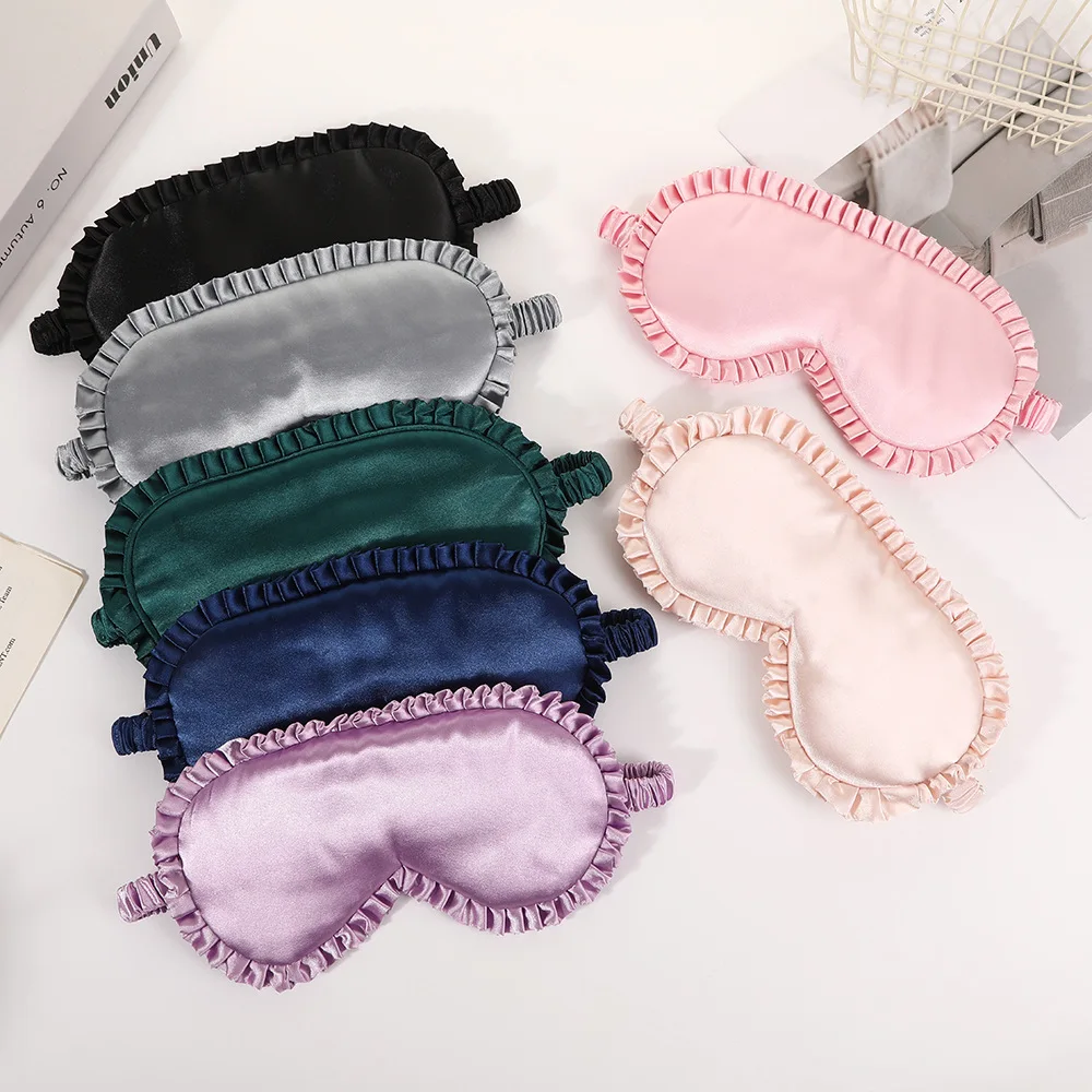 Silk Ruffle Sleep Eye Mask Soft Sleeping Eye Covers Multicolor Night Dream Blackout Eye Patches for Woman Man to Sleep Better