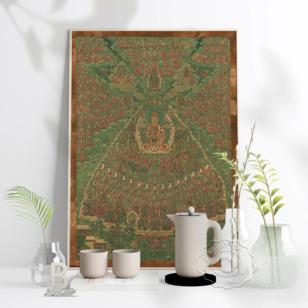 

Buddha Thangka Canvas Painting Vintage Picture Print Art Poster Religion Wall Art Living Room Home Decor