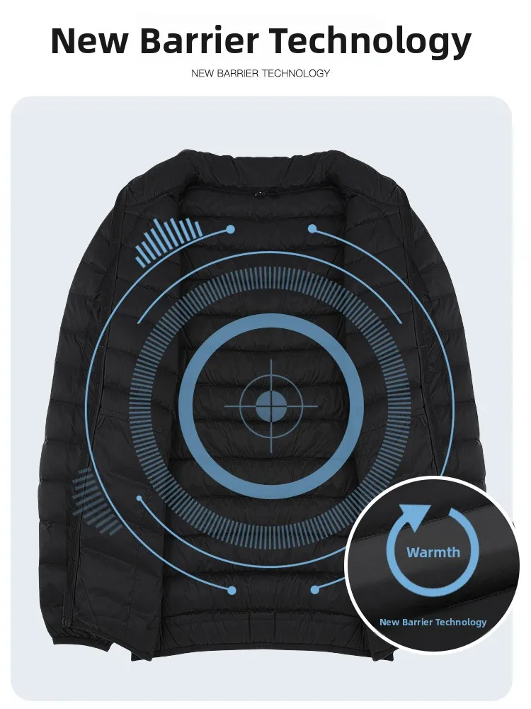 Lightweight Men's down Jaet White Du Feather Warm ort Sle with Hood Faionable Trendy Versatile Autumn Winter Coat