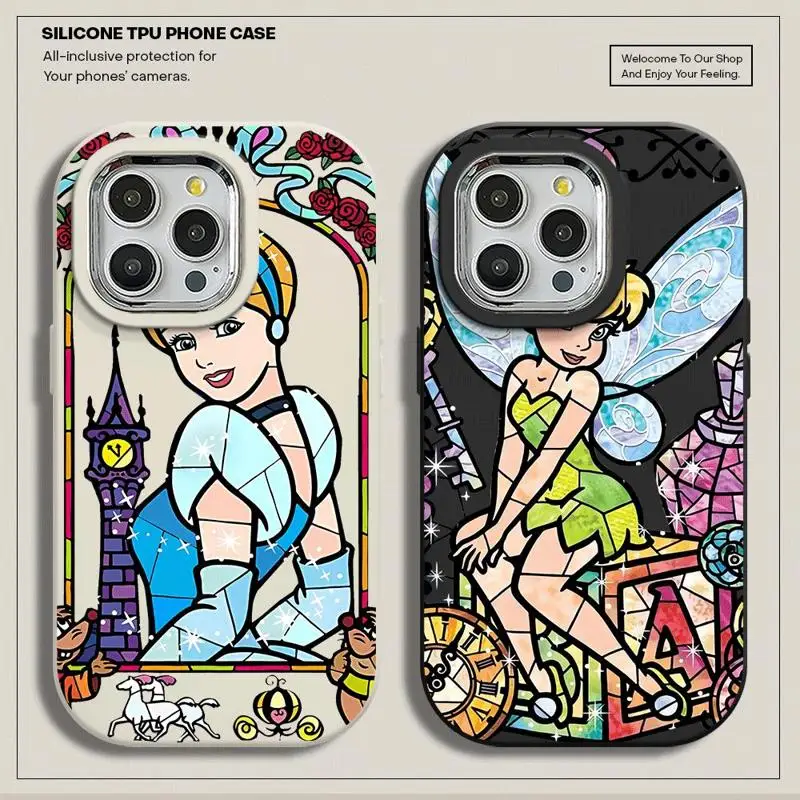 2Disney Princess Phone Case for iPhone 15ProMax 14 Pro 12 11 13 Pro 12Pro 14 15Plus Silicone Luxury Cover