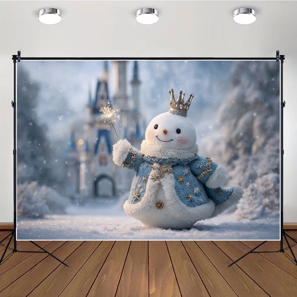 

MOON.QG Photo Background Snow Pine Trees Pine Forest Christmas Castle Backdrop Family Wallpaper Party Photozone Photography