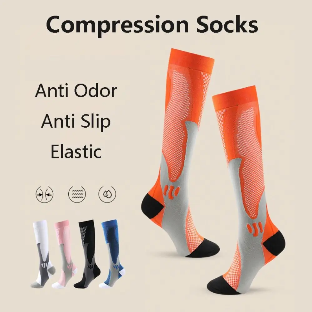 

1 pair Elastic Compression Socks S/M ，L/XL Anti Odor/Slip/Friction Stocking Straight Tube Prevent Varicose Veins Calf Socks