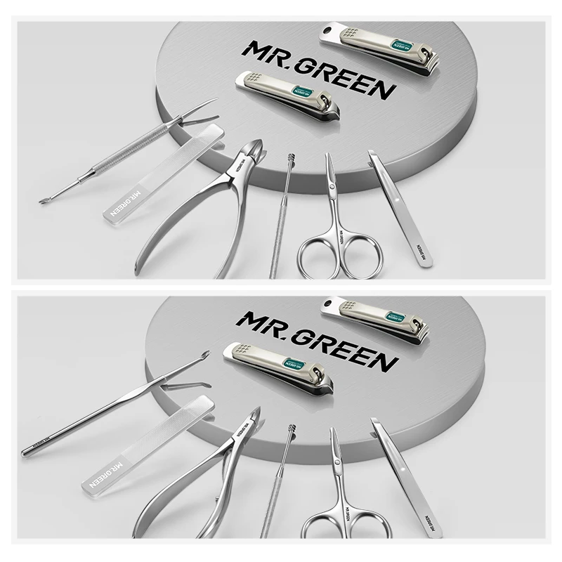 MR.GREEN Modieuze manicureset 8 stuks Persoonlijke verzorging Gereedschapssets Nagelknipper Pedicuresets Wenkbrauwpincet Nagelriemhaarschaar