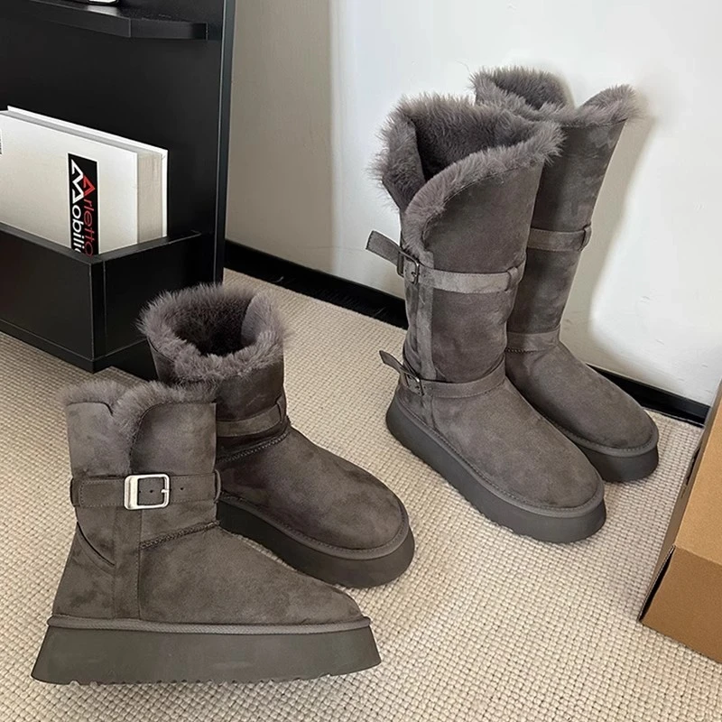 Fashion Warm Winter Sexy Women's Snow Boots,Luxury,Solid Colour Thick Sole Warm Boots.Botas De Mujer