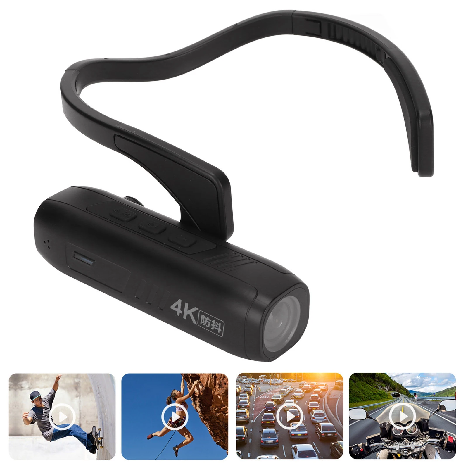 Wearable Vlog Camera 130° Adjustable Wide Angle Fast Charging Hands  Head Mounted Video Camera HD Night Vision for Outdoor