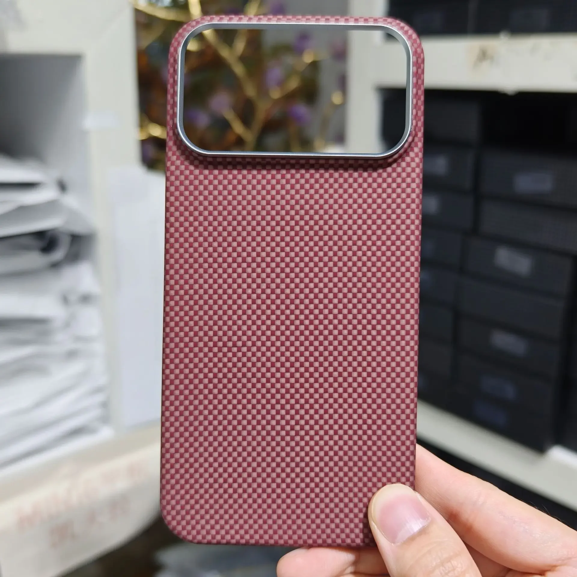 حافظة لهاتف آيفون 17 برو ماكس/ آيفون 17 برو من ألياف الكربون ماكروبور حماية للعدسات غطاء هاتف من ألياف الأراميد مع حافظة مغناطيسية Magsafe #3