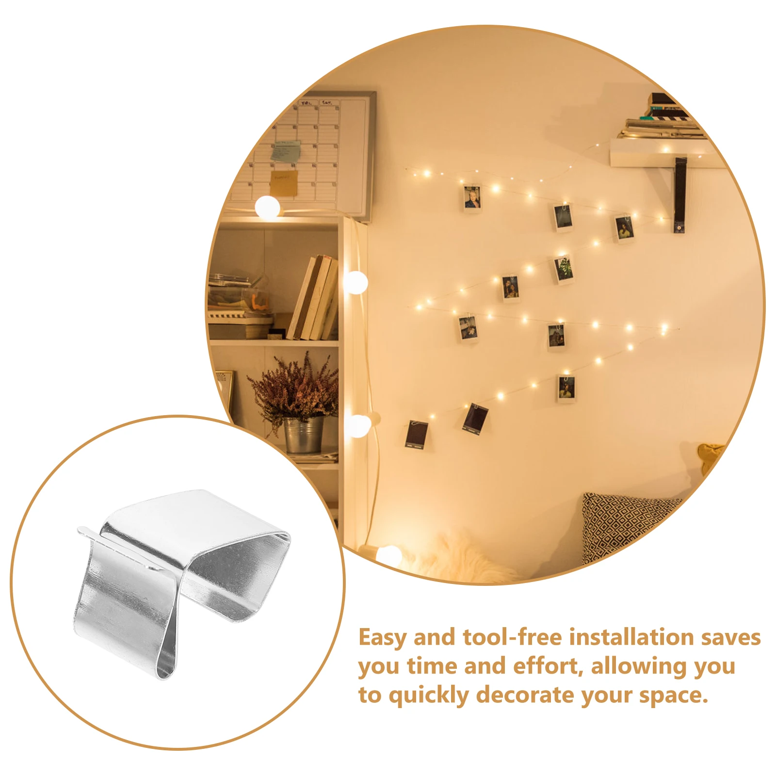 

50Pcs LED Light String Clips Metal Outdoor Hooks for Christmas Lights Strong Hold Weatherproof Reusable Home Holiday Decoration