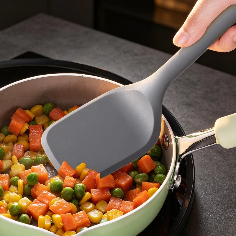 High‑Heat Resistant Silicone Spatula Non‑Stick Cookware Safe Cooking Shovel One‑Piece Kitchen Turner for Frying Stir‑Frying