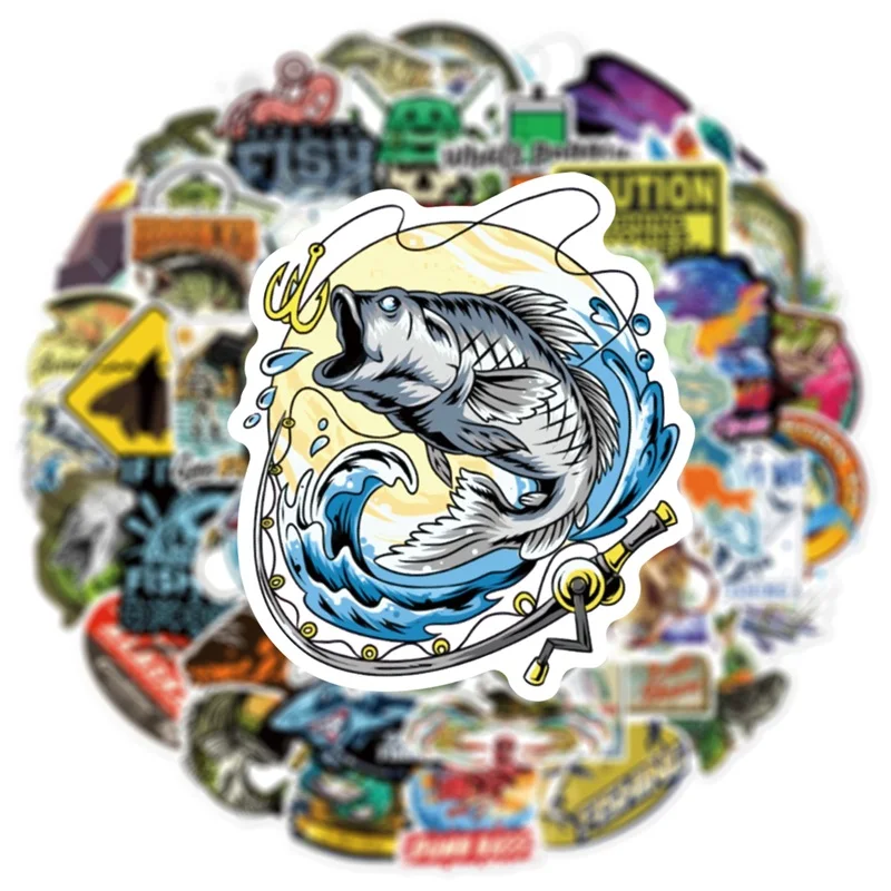 10/30/50PCS Cartoon Fishing Sticker Aesthetic PVC Children\'s Korean Stationery School Supplies Decoration Scrapbooking for Kids