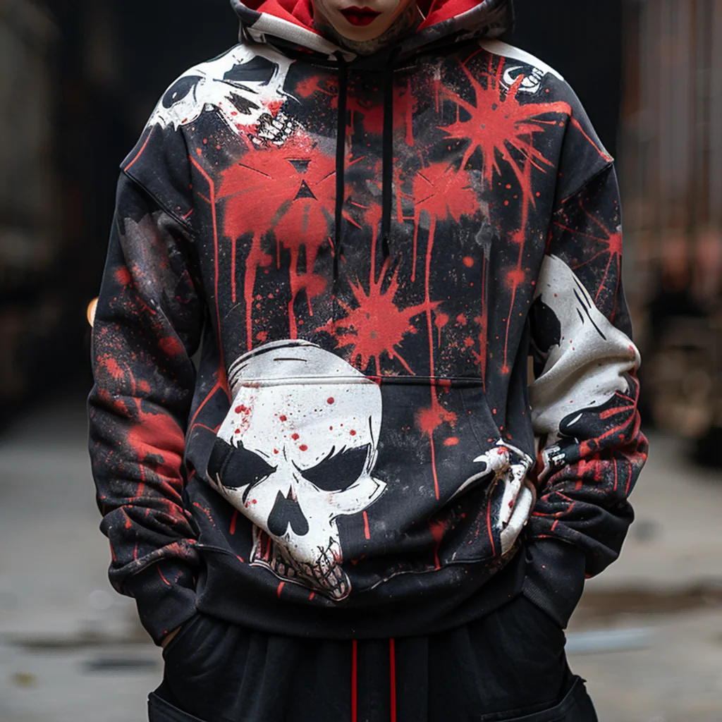 Men's casual plus size sportswear 2024 Halloween clown print pullover hoodie Winter men's sportswear Gothic style hoodie Retro s