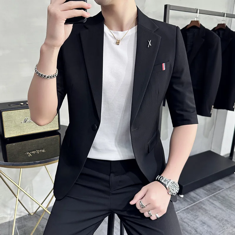 7272 Men's two-piece slim fit single button suit