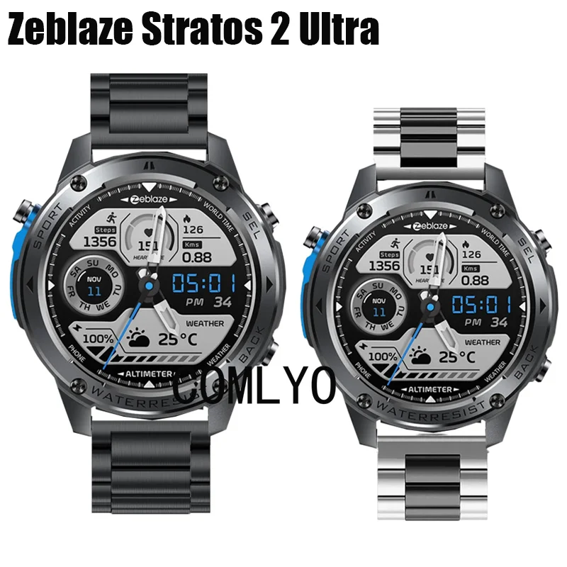 For Zeblaze Stratos 2 Ultra Strap smart watch Metal Stainless Steel Adjustable Band Bracelet Luxurious Belt For Women men