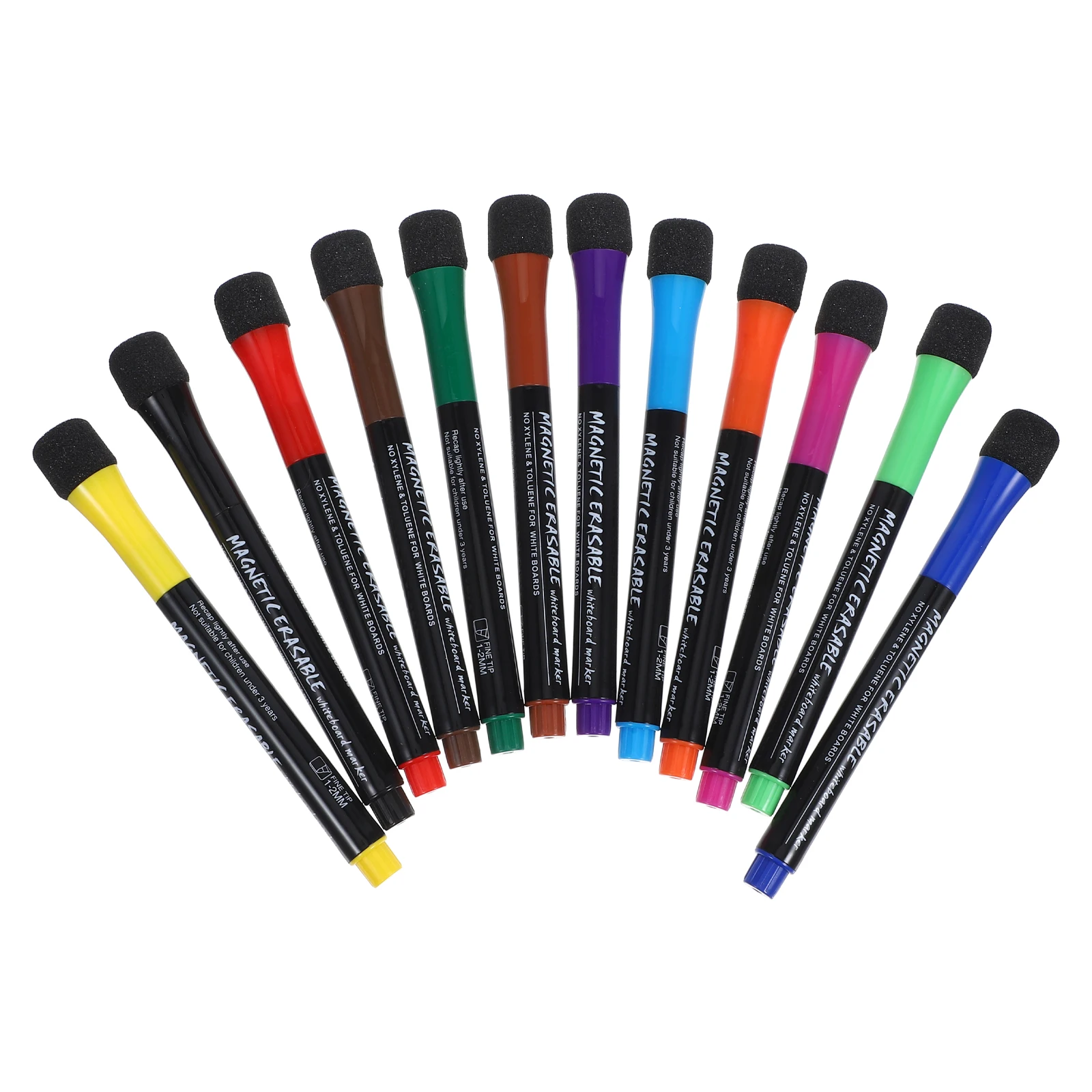 

12pcs Whiteboard Magnetic Markers Pen Dry Erase Marker Set 12 Colors Classroom Office Use Colored Markers Fine Tip