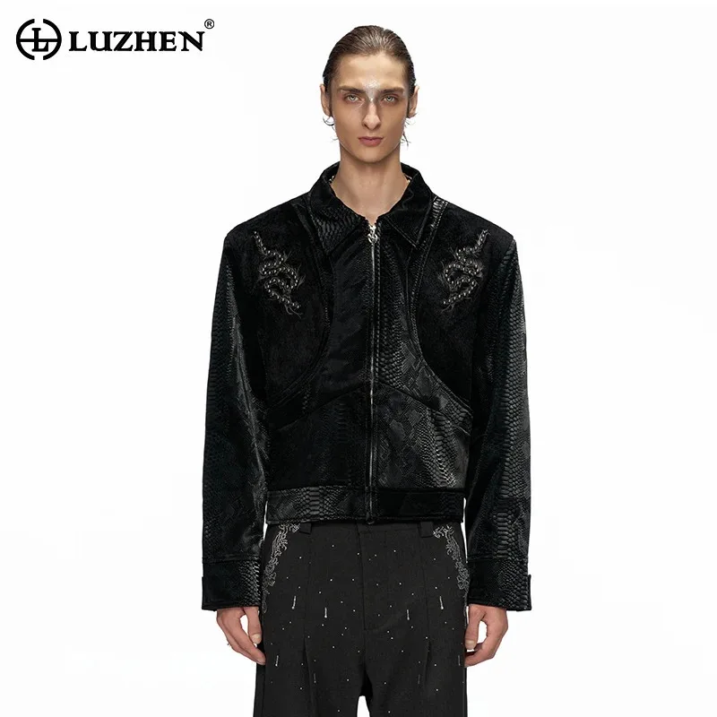 

LUZHEN 2025 новая мода с вышивкой в стиле пэчворк, повседневная кожаная куртка, мужская оригинальная элегантная красивая одежда JY5293