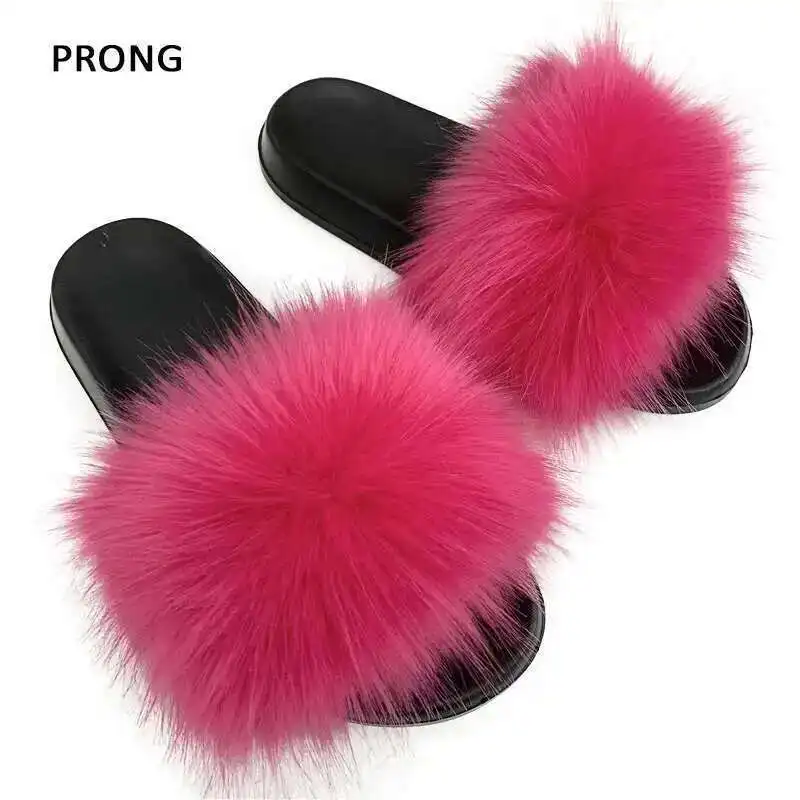 Summer Faux Fur Slippers Women Indoor Furry Fur Slides Female Plush Flip Flops Flats Sandals Casual Fluffy Slipper House Shoes image 5