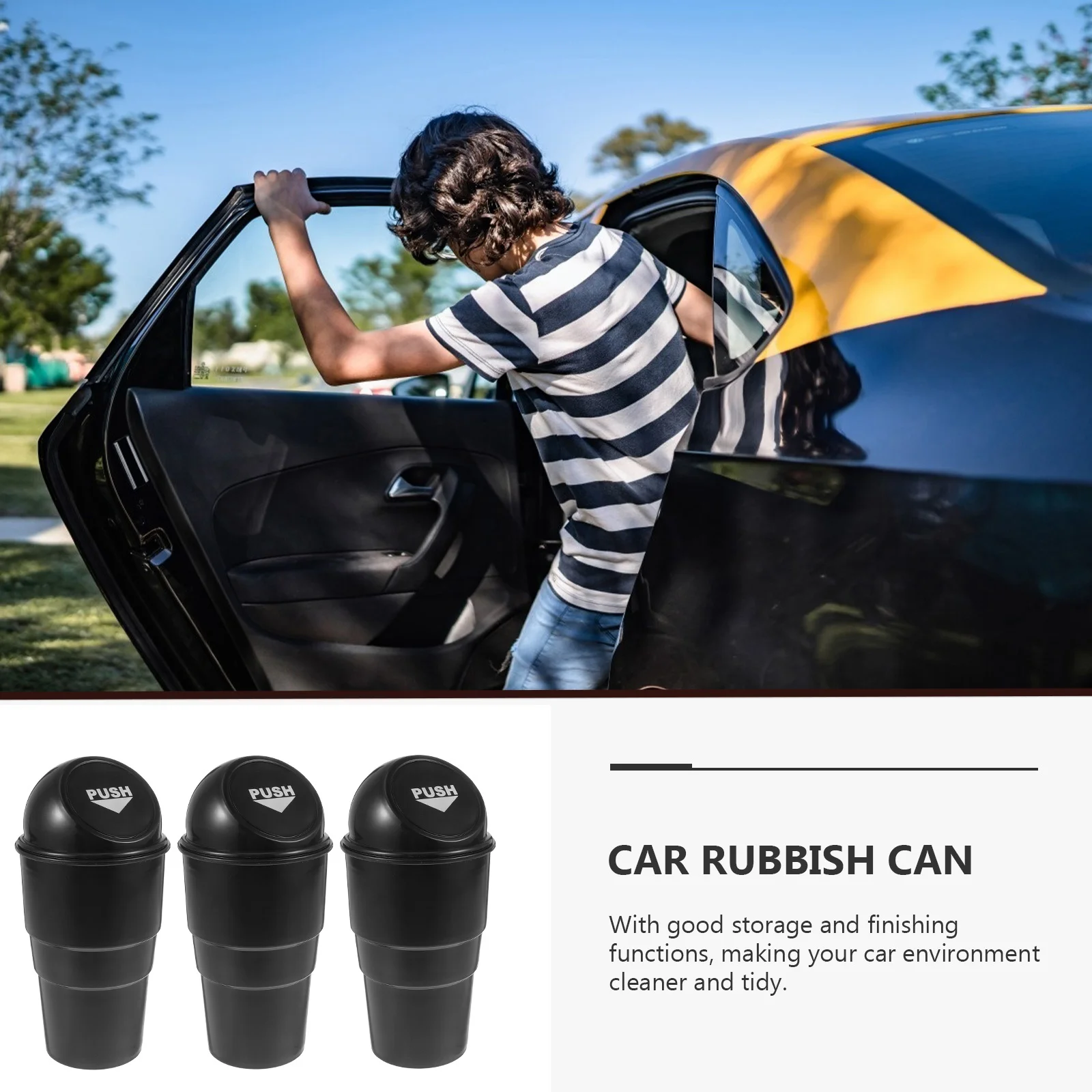 

3Pcs Car Trash Container Smooth Edges Mini Trash Holder for Practical Use in Cars Black Car Rubbish Can Rubbish Holder