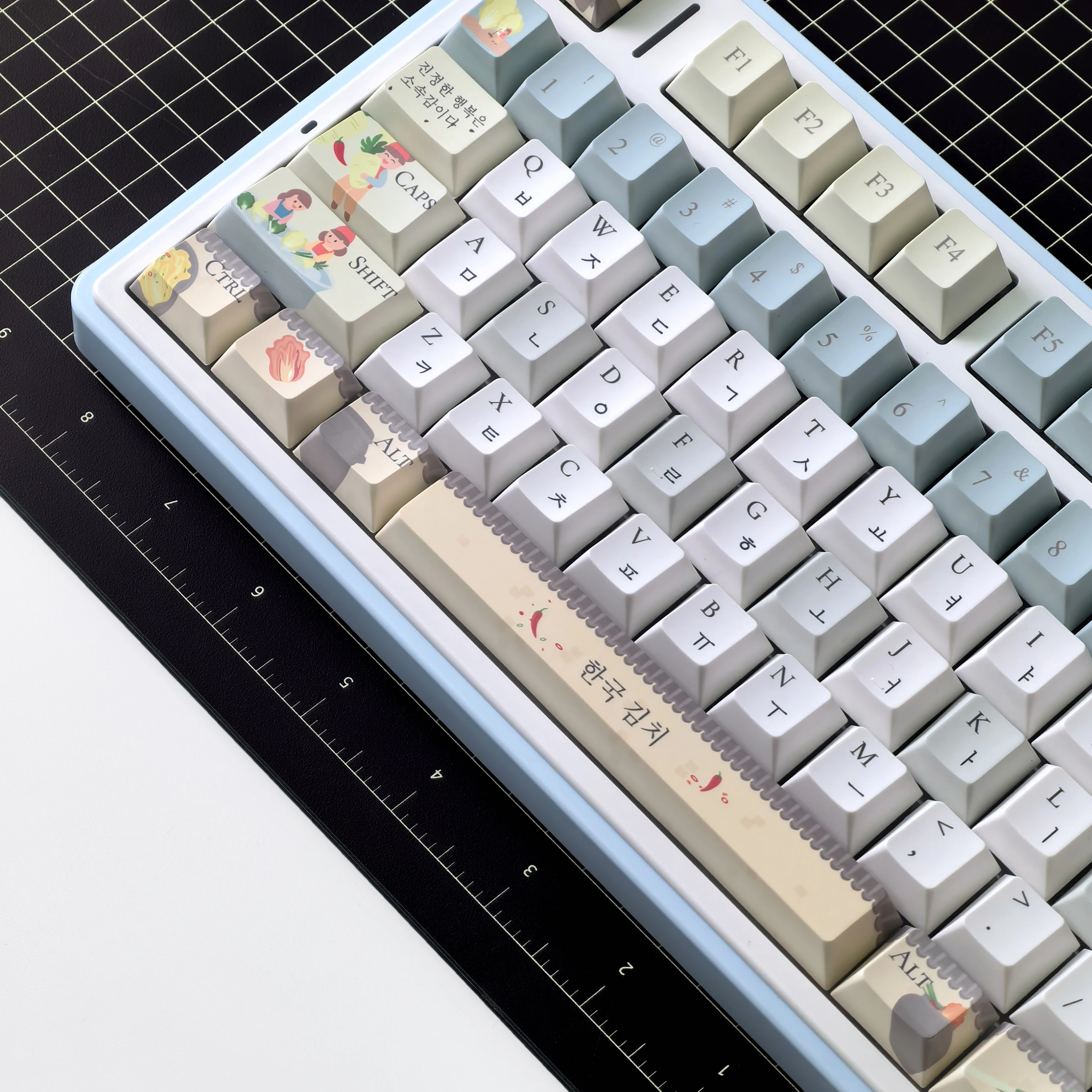 Kimchi Korean Keycaps Morandi Color Korean Culture Iso/Ansi Layout For Aula F75/F99 Keyboard Customized Keycaps