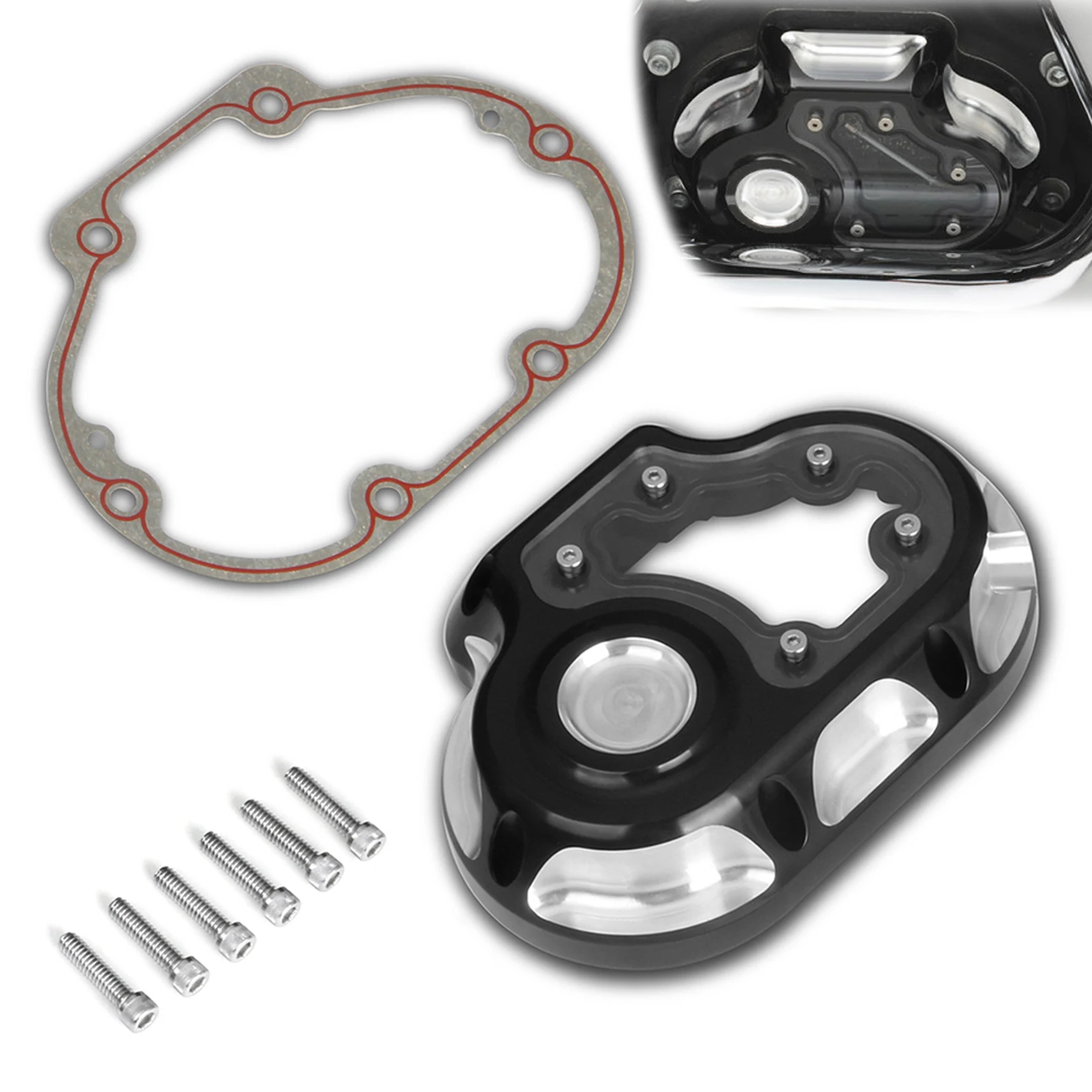 Cubierta lateral del motor de transmisión de claridad CNC para motocicleta, cubierta para Harley Dyna Super Glide Street Bob 07-10 softail Fat Boy FLSTF 07-17