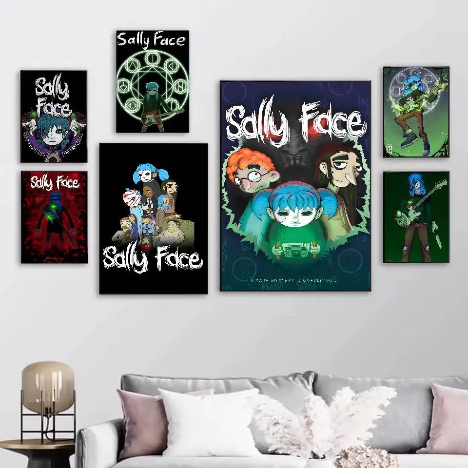 الرعب سر لعبة S-سالي F-الوجه ملصق فني ذاتية اللصق الفن ورق مقاوم للماء ملصق مقهى بار غرفة جدار ديكور #3