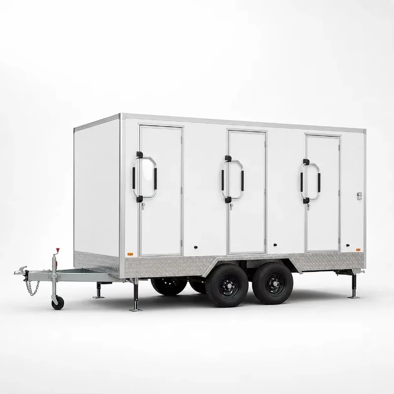 Unité de toilettes mobiles écologiques personnalisées à 3 cabines pour sites d'éco-tourisme durables