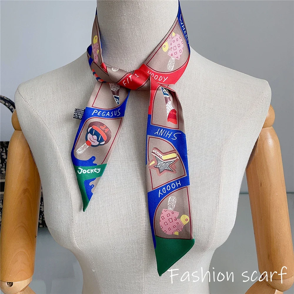Vier Jahreszeiten Mode Vielseitig Neue Van Gogh Klassische Ölgemälde Serie Damen Dekoration Twill Lange Streifen Seidenschal Krawatte Band