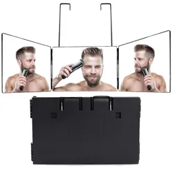 New 3Way Mirror for Self Hair Cutting,360 Trifold Barber Mirrors to See Back of Head,Braiding,DIY Haircut Tool Height Adjustable