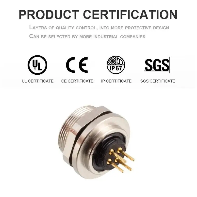 Factory M9 Male Female Back Mount Socket 3,4,5,6,8 Pin PCB Metal Waterproof Connector