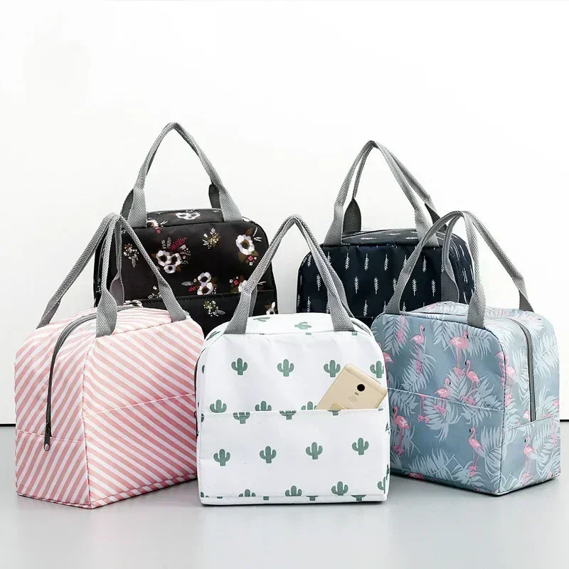 Functional Pattern Cooler Lunch Box Portable Insulated Canvas Lunch Bag Thermal Food Picnic Lunch Bags For Women Kids Fiambrera