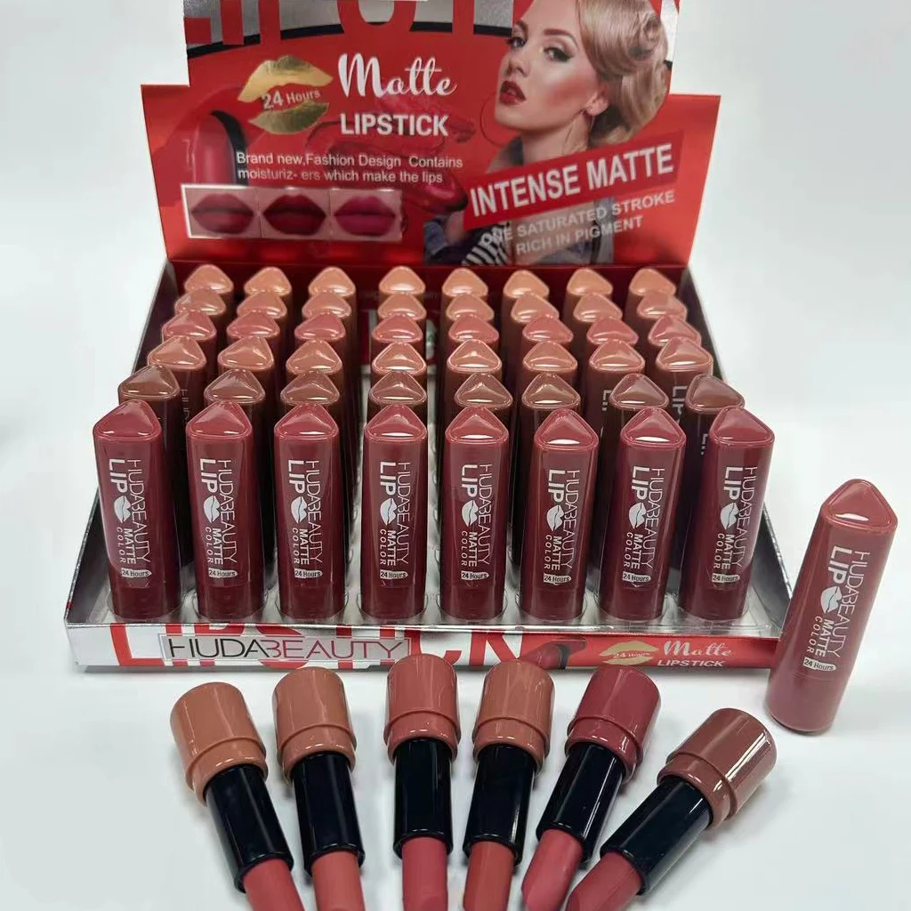 6 色の口紅マット 3.8 グラム Huda Nued リップグロス防水リップグレーズティントノンスティック非退色唇メイクアップ化粧品リップケア