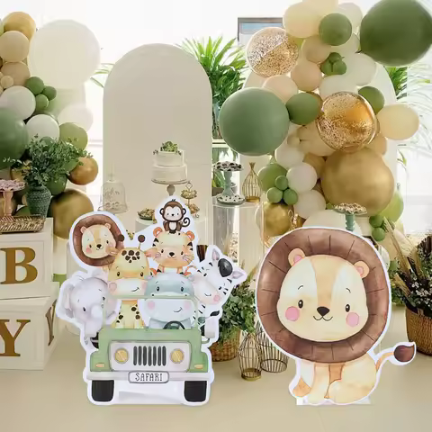 Jungle Animal KT Board Jungle Safari Party Supplies Baby Shower Wild One 1st Birthday Kids Birthday Party Decorations
