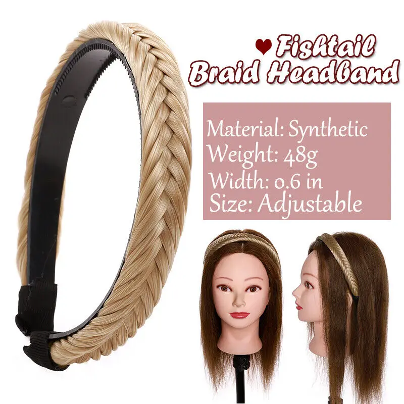 Fashion Fishbone Braid Lazy Wig Twist Hair Bands for Women Luxury Designer Non-slip Braided Wigs Headband Hair Accessories