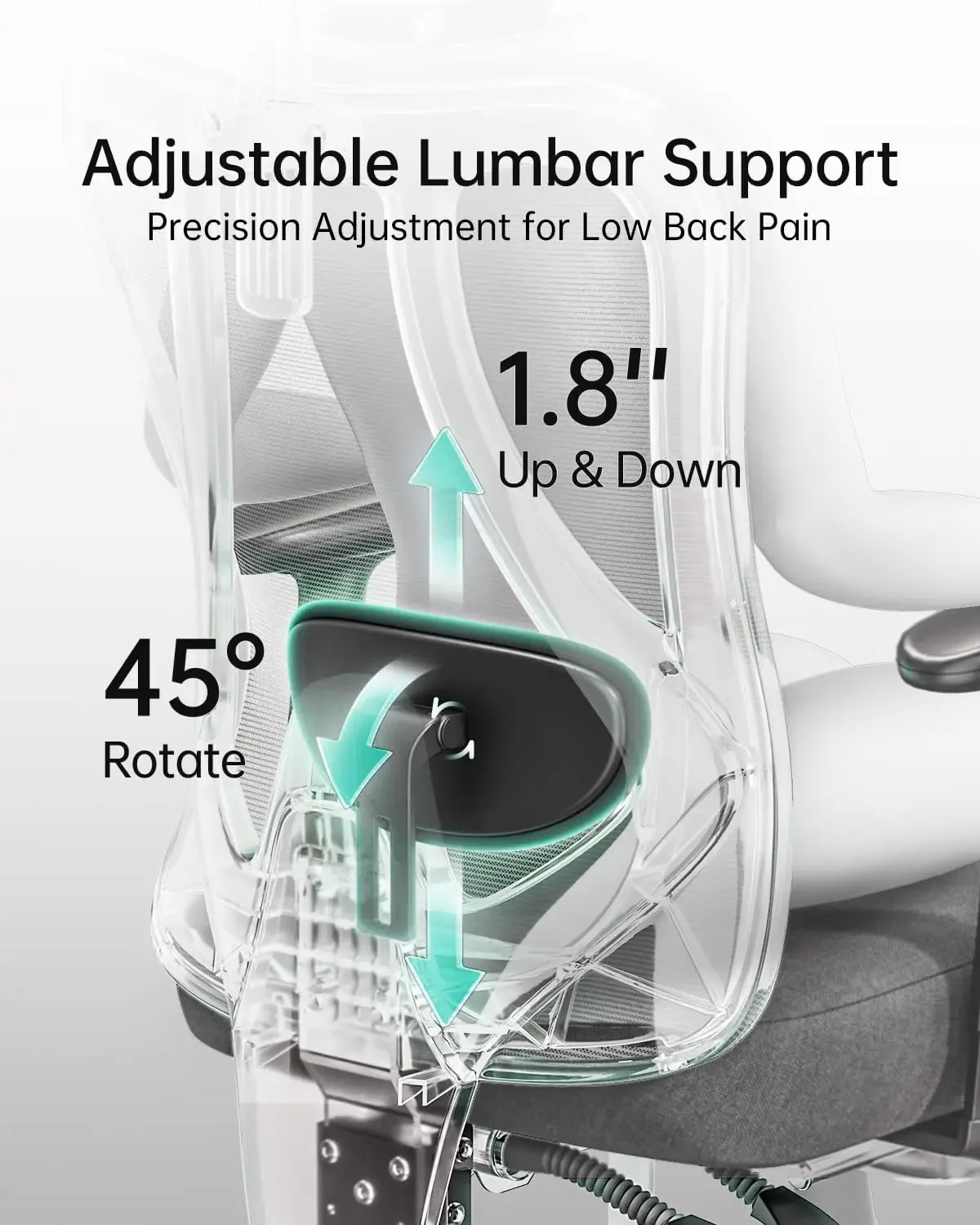 Sedia da ufficio ergonomica Hbada P3 con supporto lombare regolabile 2D, sedia da ufficio con poggiatesta e bracciolo regolabili, gradino a 145 °