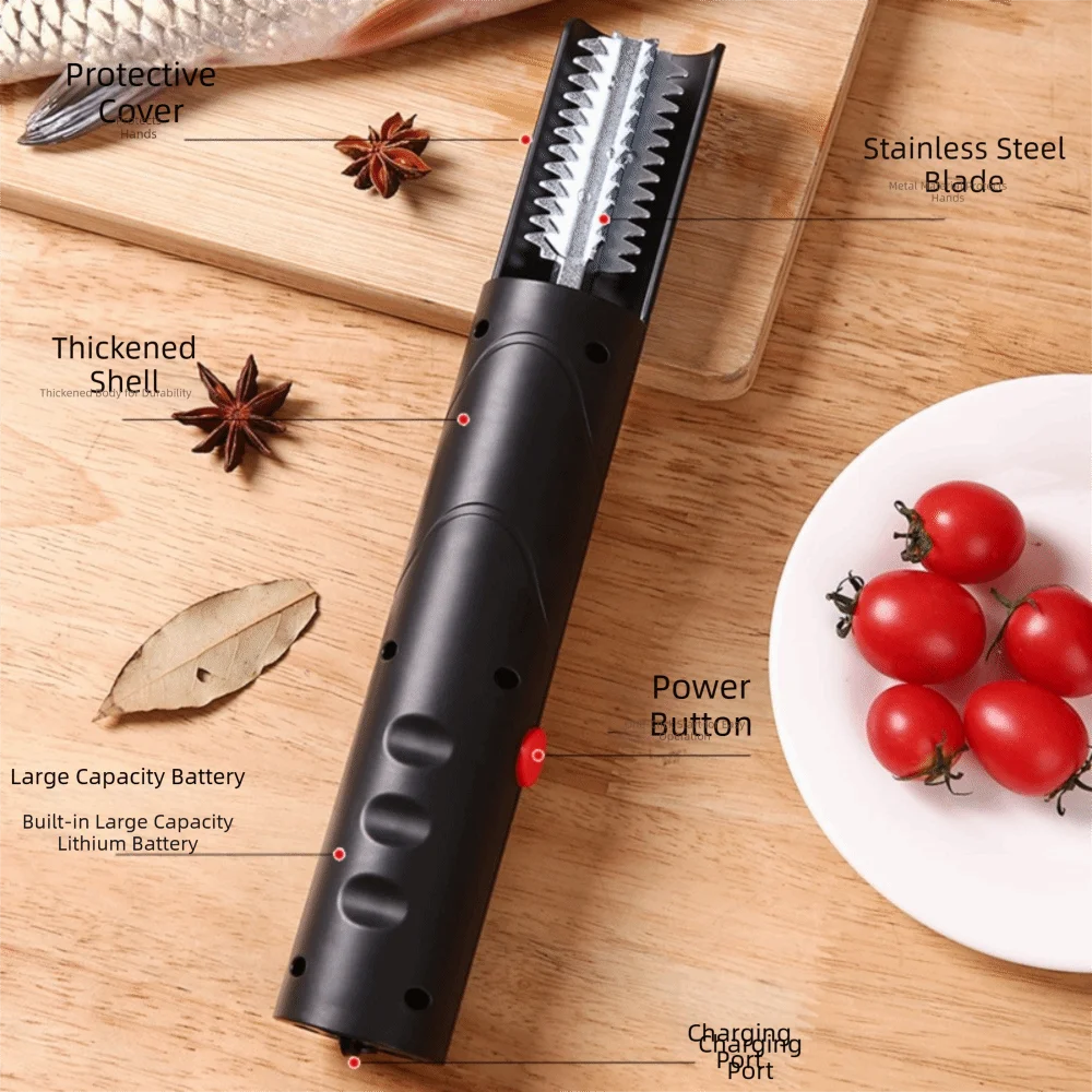 Rechargeable Electric Fish Scraper Handheld Waterproof Fish Scale Artifact Effort-saving Stainless Steel Head