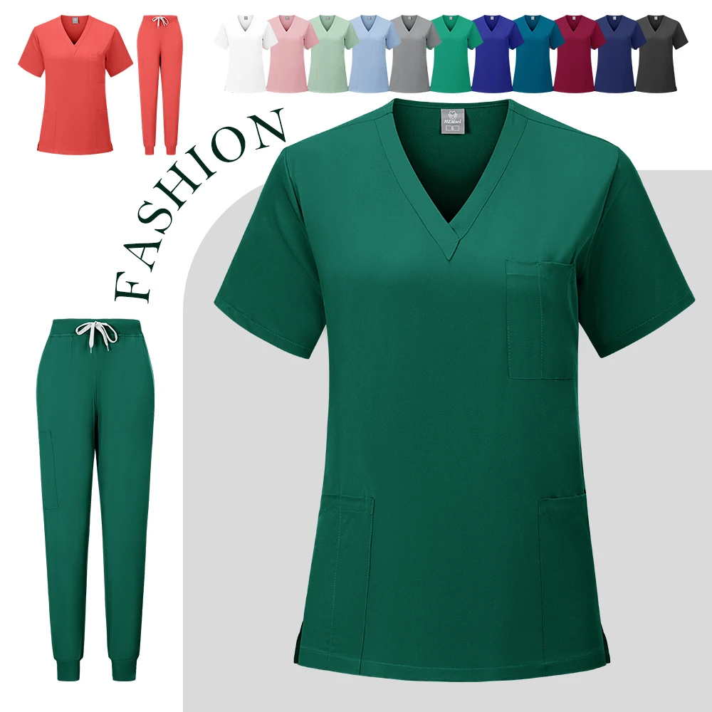 Multicolor Unisex Short Sleeved Pharmacy Nurse Uniform Hospital Doctor Workwear Oral Dental Surgery Uniforms Medical Scrubs Sets