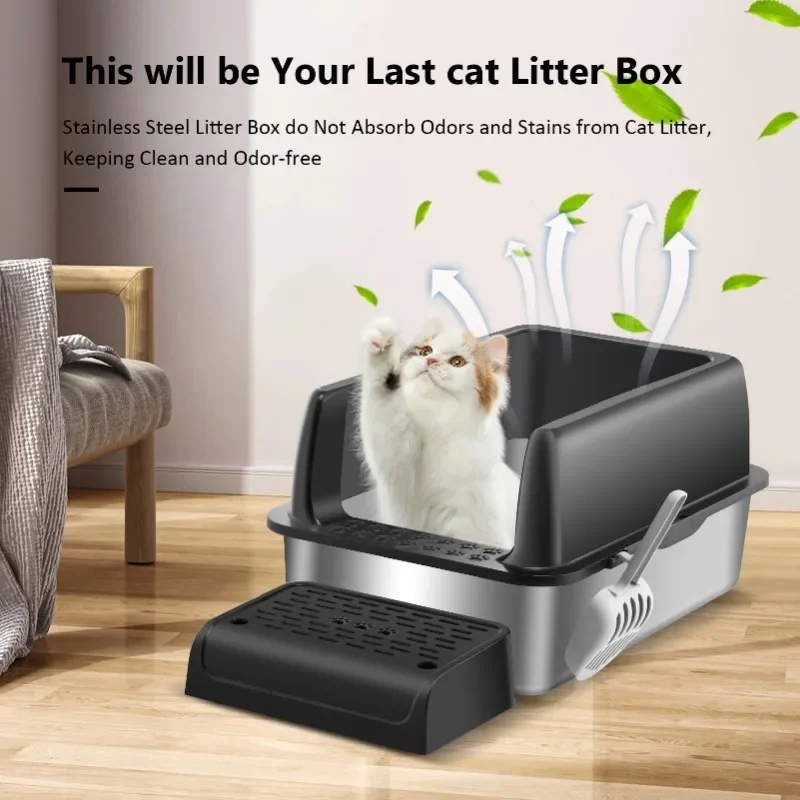 Semi closed cat litter box automatic cat litter box self cleaning Spatter proof cat toilet Self cleaning litter box enclosure