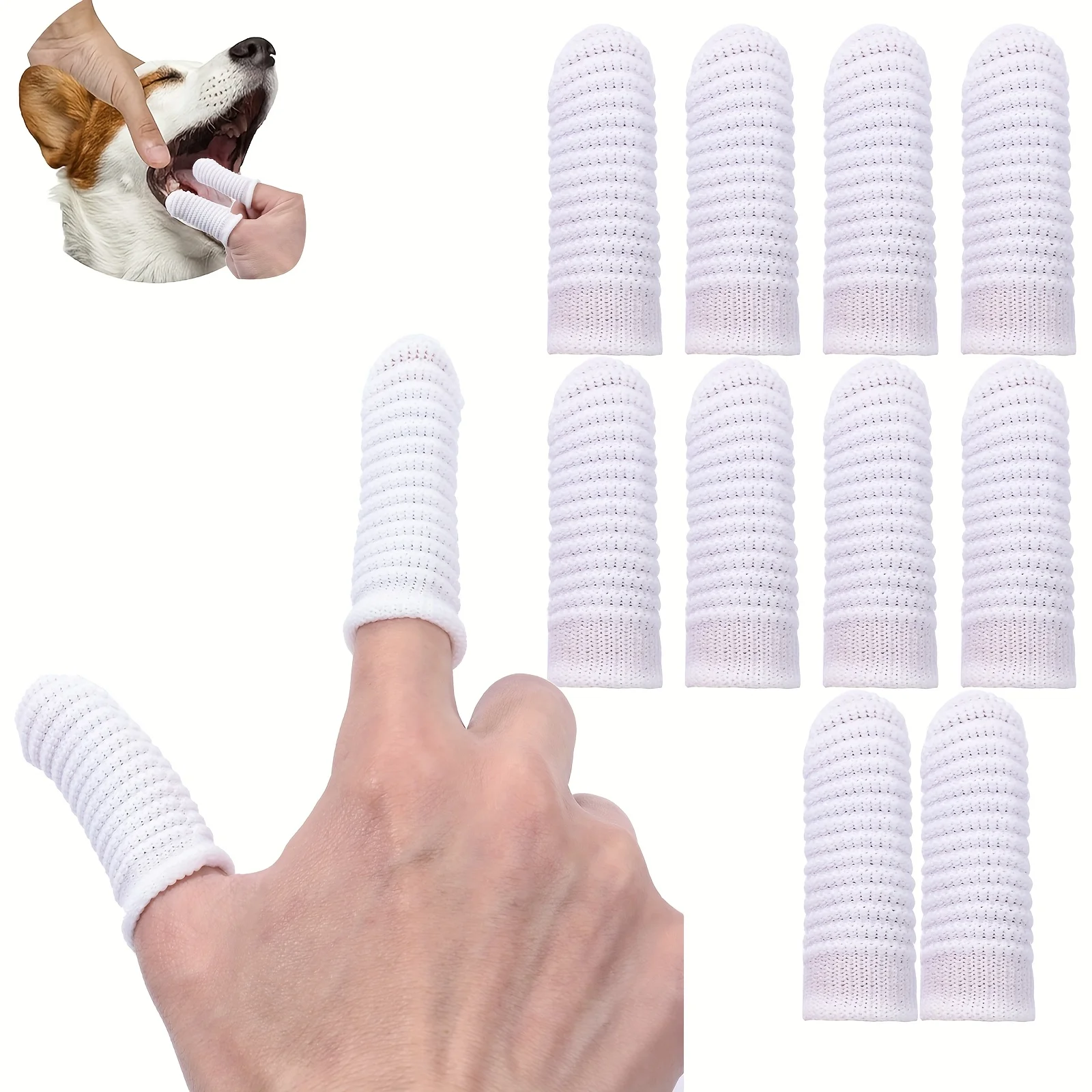30PCS Pet Two-finger Brushing Finger Cots Remove Tartar Cochlear Clean for Cat Dog Toothbrush Oral Care Finger Cover Pet Care